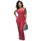 Fine Look Women's Clubwear Playsuit Party Jumpsuit Romper Long Trousers Casual Dot Print Slash neck Seashes Wide Leg Pants Cloth