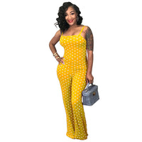 Fine Look Women's Clubwear Playsuit Party Jumpsuit Romper Long Trousers Casual Dot Print Slash neck Seashes Wide Leg Pants Cloth