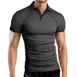 Mens Polo Shirt 2020 New Summer Short Sleeve Turn-over Collar Slim Tops Casual Breathable Solid Color Business Shirt fitness