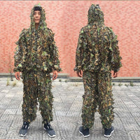 Men Women Kids Outdoor Ghillie Suit Camouflage Clothes Jungle Suit CS Training Leaves Clothing Hunting Suit Pants Hooded Jacket