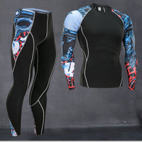 Rashgard male 2019 winter 3D Teen Wolf Set Men Compression Clothing Crossfit Thermal Underwear Men's Fitness Set MMA Clothing